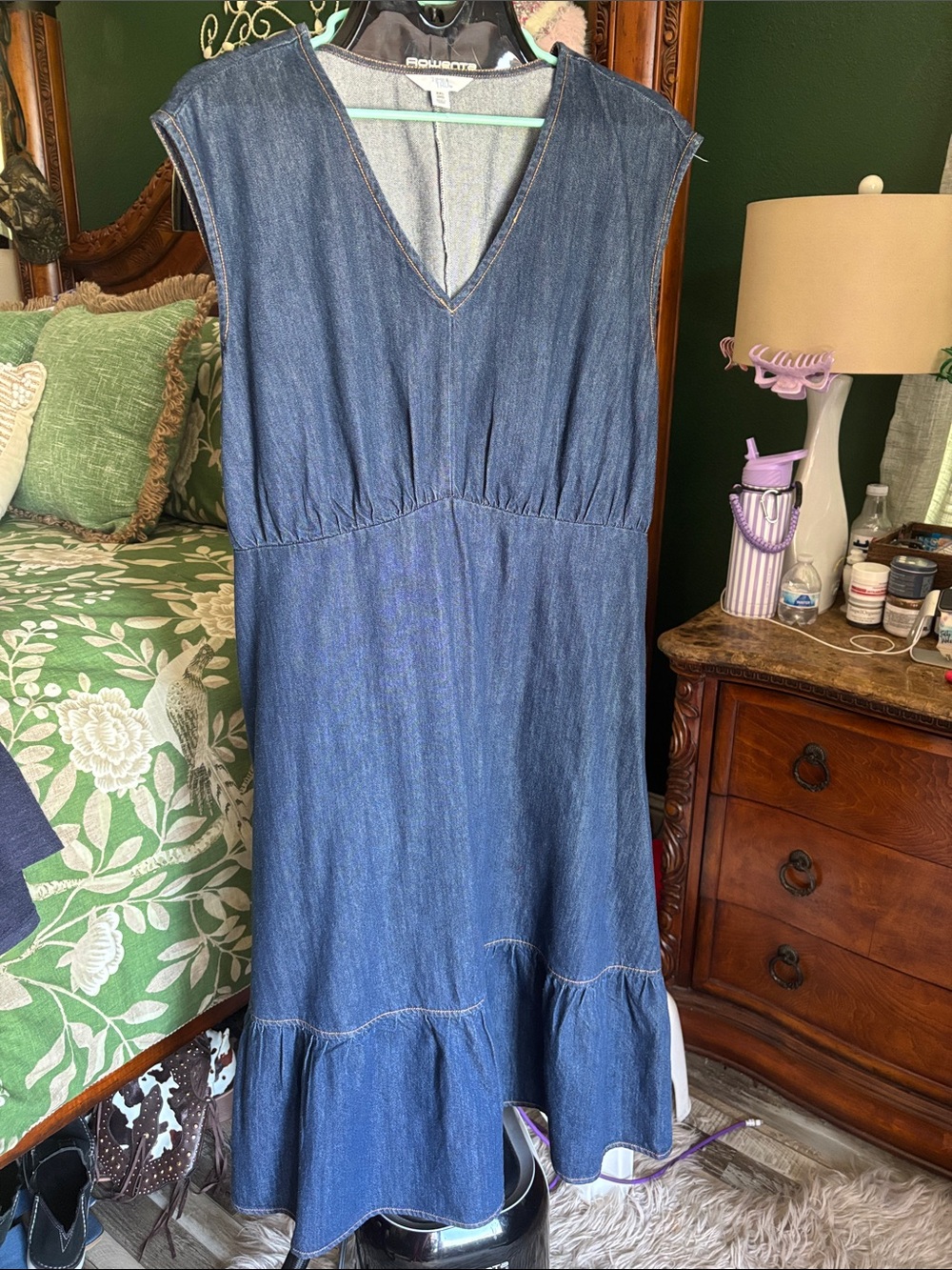 Time and Tru Denim V-Neck Sleeveless Maxi Dress - Blue